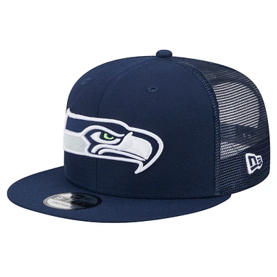 Men's New Era College Navy Seattle Seahawks  Main Trucker 9FIFTY Snapback Hat