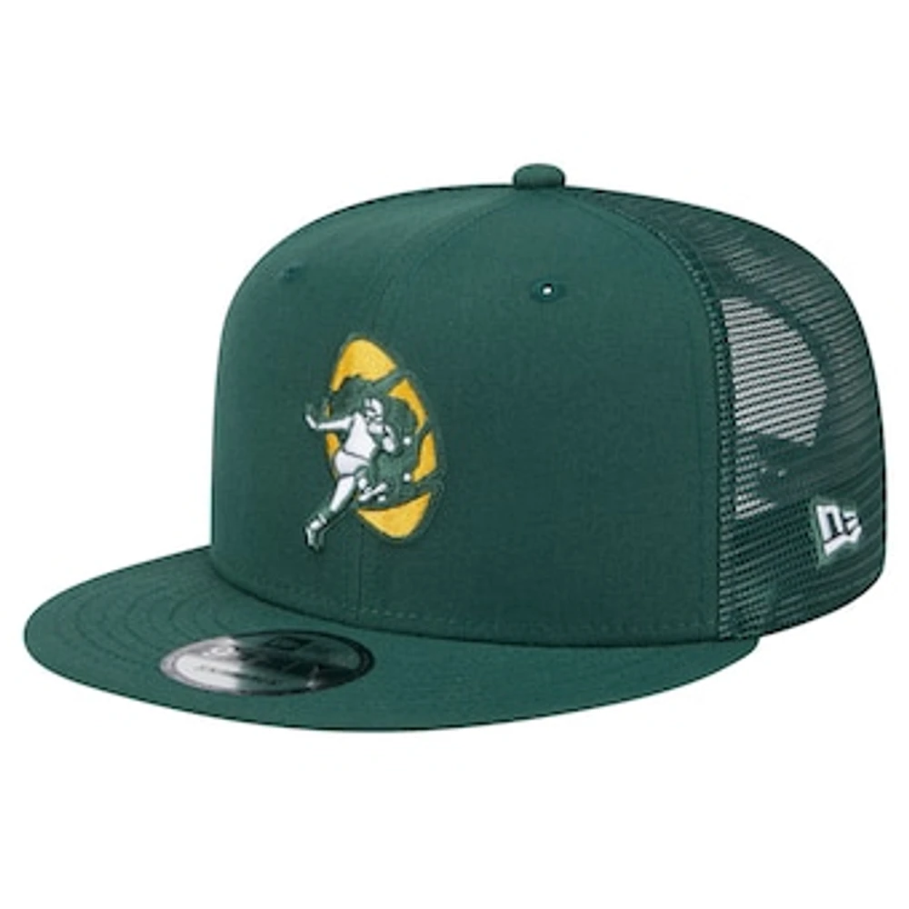 Men's New Era Green Green Bay Packers Throwback Main Trucker 9FIFTY Snapback Hat