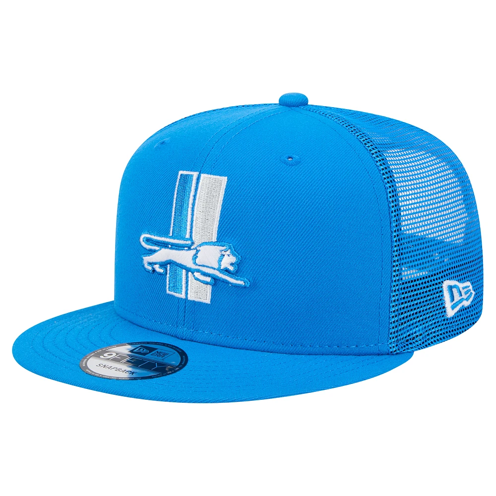 Men's New Era Blue Detroit Lions Throwback Main Trucker 9FIFTY Snapback Hat