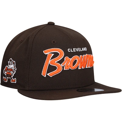 Men's New Era Brown Cleveland Browns Throwback Main Script 9FIFTY Snapback Hat