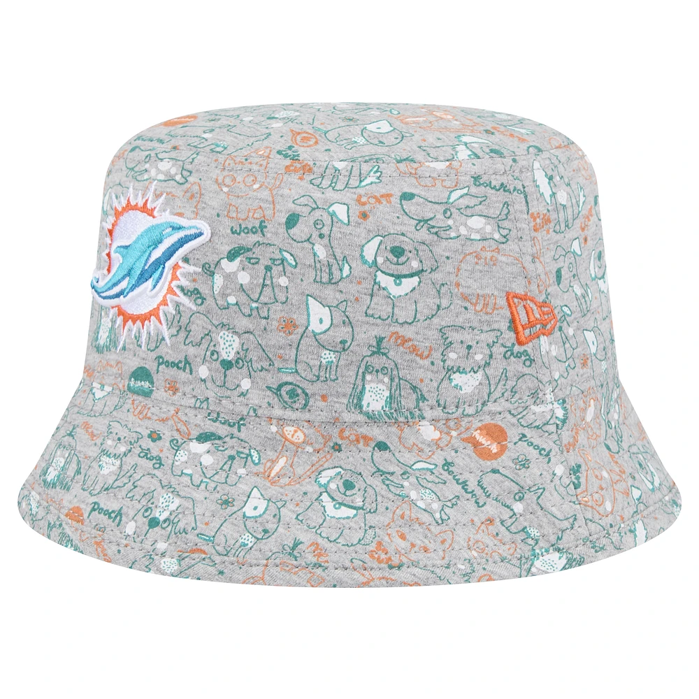 Toddler New Era Gray Miami Dolphins Companion Bucket Hat