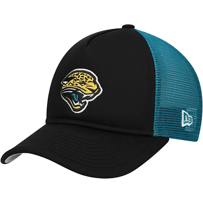 Youth New Era Black Jacksonville Jaguars A-Frame 9FORTY Trucker Adjustable Hat