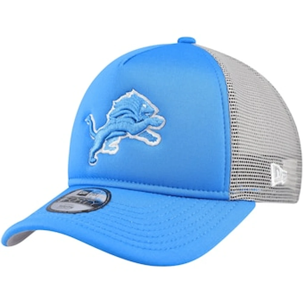 Youth New Era Blue Detroit Lions A-Frame 9FORTY Trucker Adjustable Hat