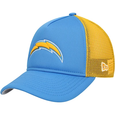 Youth New Era Powder Blue Los Angeles Chargers A-Frame 9FORTY Trucker Adjustable Hat