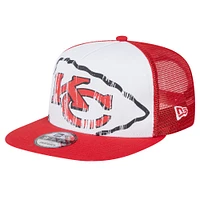 Youth New Era White/Red Kansas City Chiefs Distressed 9FIFTY A-Frame Snapback Hat