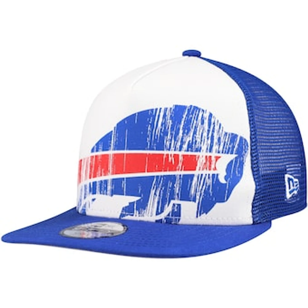 Youth New Era White/Royal Buffalo Bills Distressed 9FIFTY A-Frame Snapback Hat