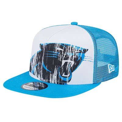 Youth New Era White/Blue Carolina Panthers Distressed 9FIFTY A-Frame Snapback Hat