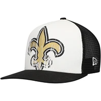 Youth New Era White/Black New Orleans Saints Distressed 9FIFTY A-Frame Snapback Hat