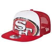 Youth New Era White/Scarlet San Francisco 49ers Distressed 9FIFTY A-Frame Snapback Hat