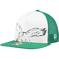 Youth New Era White/Kelly Green Philadelphia Eagles Distressed 9FIFTY A-Frame Snapback Hat