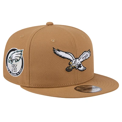 Youth New Era Brown Philadelphia Eagles Color Pack Side Patch 9FIFTY Snapback Hat