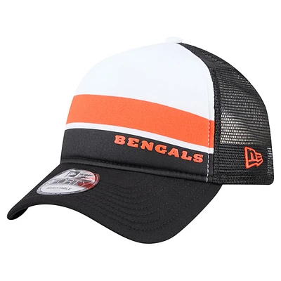 Youth New Era Black Cincinnati Bengals Sport Night Color Block 9FORTY A-Frame Trucker Adjustable Hat