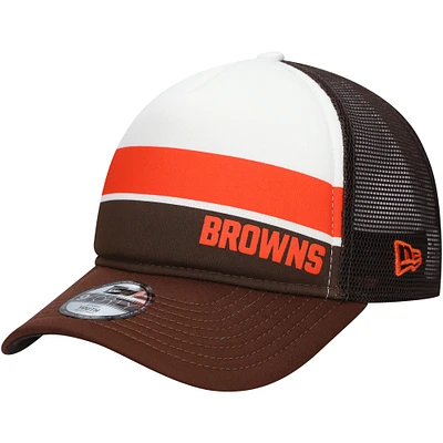 Youth New Era Brown Cleveland Browns Sport Night Color Block 9FORTY A-Frame Trucker Adjustable Hat