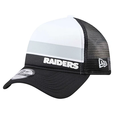 Youth New Era Black Las Vegas Raiders Sport Night Color Block 9FORTY A-Frame Trucker Adjustable Hat