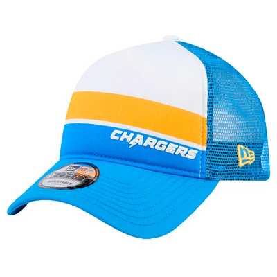 Youth New Era Powder Blue Los Angeles Chargers Sport Night Color Block 9FORTY A-Frame Trucker Adjustable Hat