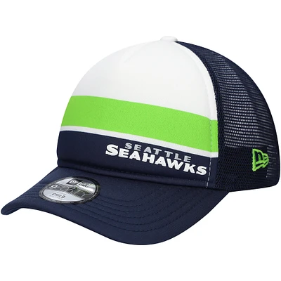 Preschool New Era College Navy Seattle Seahawks Sport Night Color Block 9FORTY A-Frame Trucker Adjustable Hat