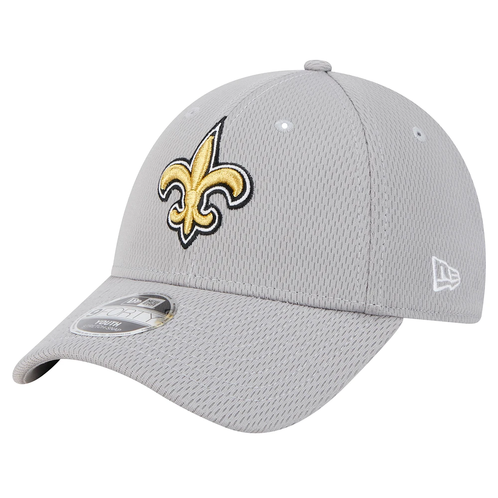 Youth New Era Gray New Orleans Saints Main 9FORTY Adjustable Hat