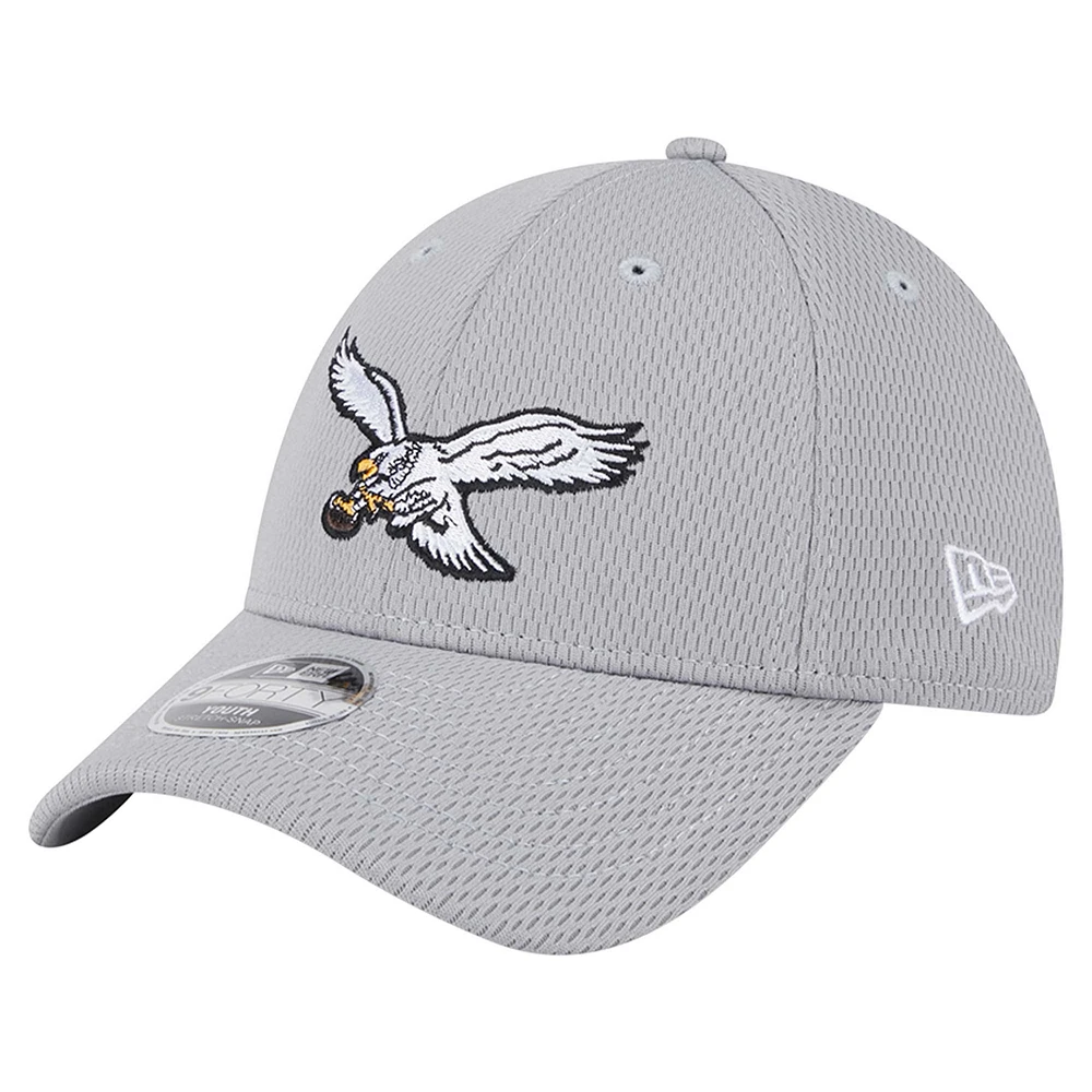 Youth New Era Gray Philadelphia Eagles Main 9FORTY Adjustable Hat