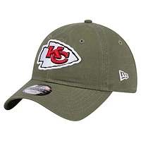 Youth New Era Olive Kansas City Chiefs Main 9TWENTY Adjustable Hat