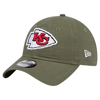 Youth New Era Olive Kansas City Chiefs Main 9TWENTY Adjustable Hat