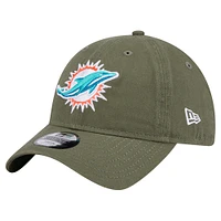 Youth New Era Olive Miami Dolphins Main 9TWENTY Adjustable Hat