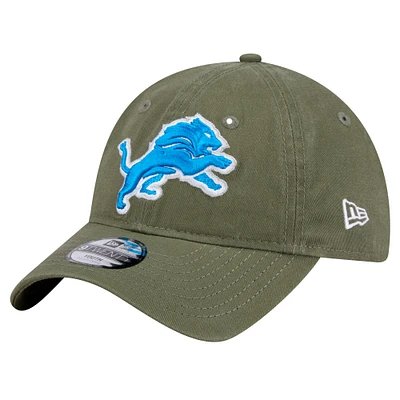 Youth New Era Olive Detroit Lions Main 9TWENTY Adjustable Hat