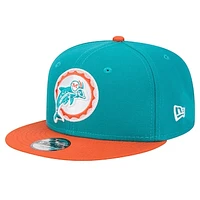 Youth New Era Aqua/Orange Miami Dolphins Throwback Main Two-Tone 9FIFTY Snapback Hat