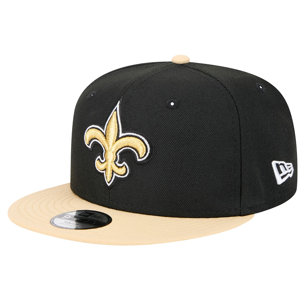 Youth New Era Black/Gold New Orleans Saints Main Two-Tone 9FIFTY Snapback Hat