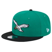 Youth New Era Kelly Green/Black Philadelphia Eagles Throwback Main Two-Tone 9FIFTY Snapback Hat