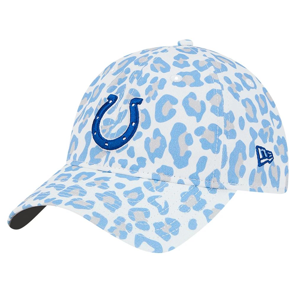 Girls Youth New Era White Indianapolis Colts Active Leopard 9TWENTY Adjustable Hat