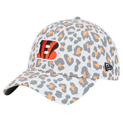 Girls Youth New Era White Cincinnati Bengals Active Leopard 9TWENTY Adjustable Hat