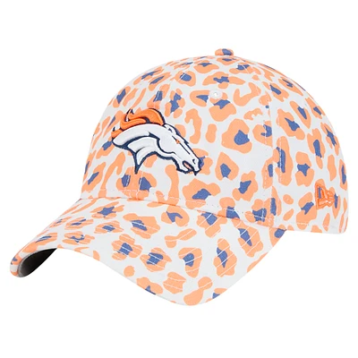 Girls Youth New Era White Denver Broncos Active Leopard 9TWENTY Adjustable Hat