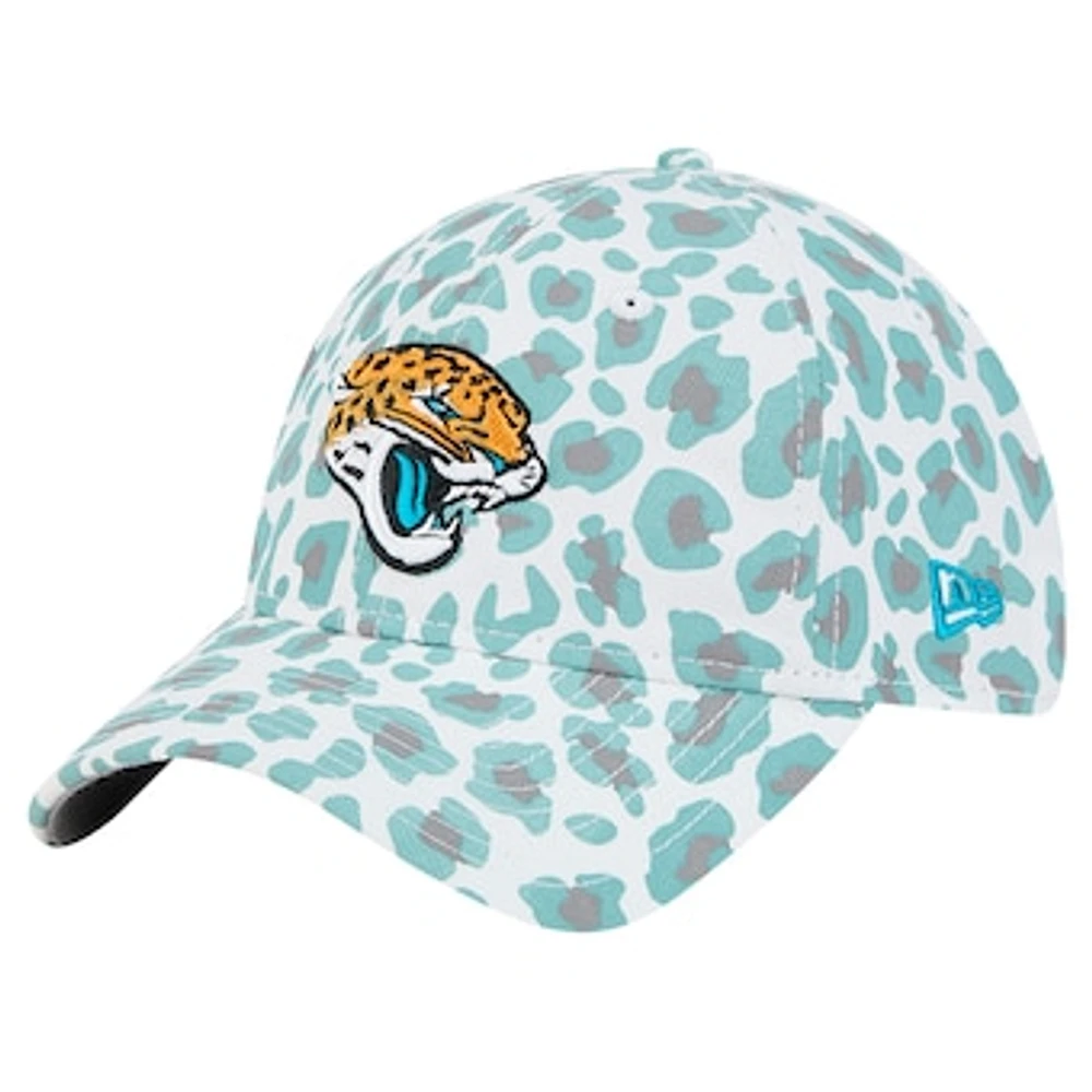 Girls Youth New Era White Jacksonville Jaguars Active Leopard 9TWENTY Adjustable Hat