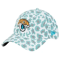 Girls Youth New Era White Jacksonville Jaguars Active Leopard 9TWENTY Adjustable Hat