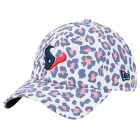 Girls Youth New Era White Houston Texans Active Leopard 9TWENTY Adjustable Hat