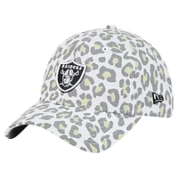 Girls Youth New Era White Las Vegas Raiders Active Leopard 9TWENTY Adjustable Hat