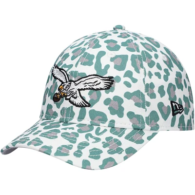 Girls Youth New Era White Philadelphia Eagles Active Leopard 9TWENTY Adjustable Hat