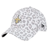 Girls Youth New Era White New Orleans Saints Active Leopard 9TWENTY Adjustable Hat