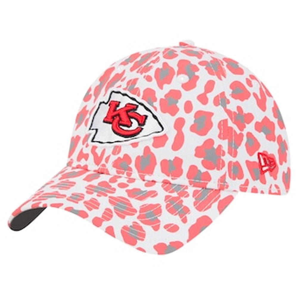 Girls Youth New Era White Kansas City Chiefs Active Leopard 9TWENTY Adjustable Hat