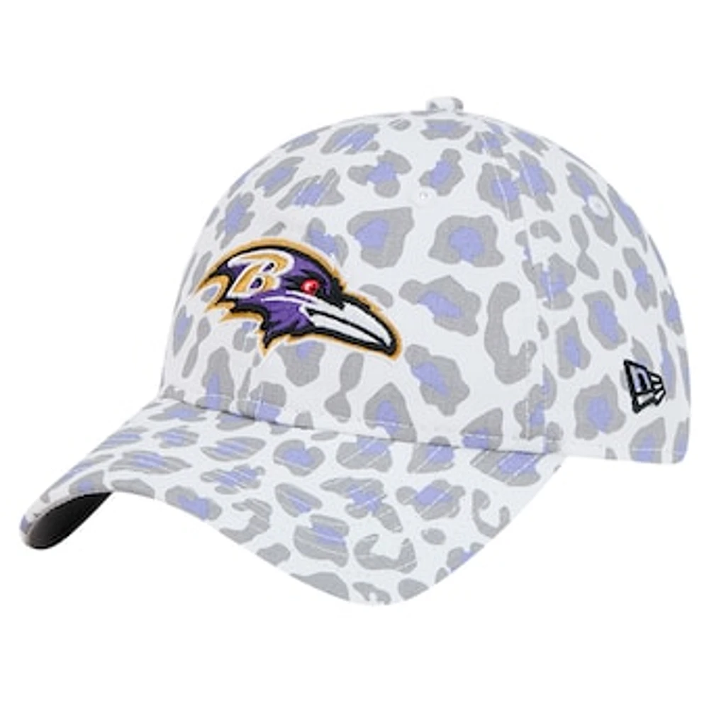 Preschool New Era White Baltimore Ravens Active Leopard 9TWENTY Adjustable Hat