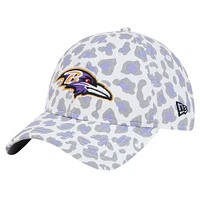 Girls Toddler New Era White Baltimore Ravens Active Leopard 9TWENTY Adjustable Hat