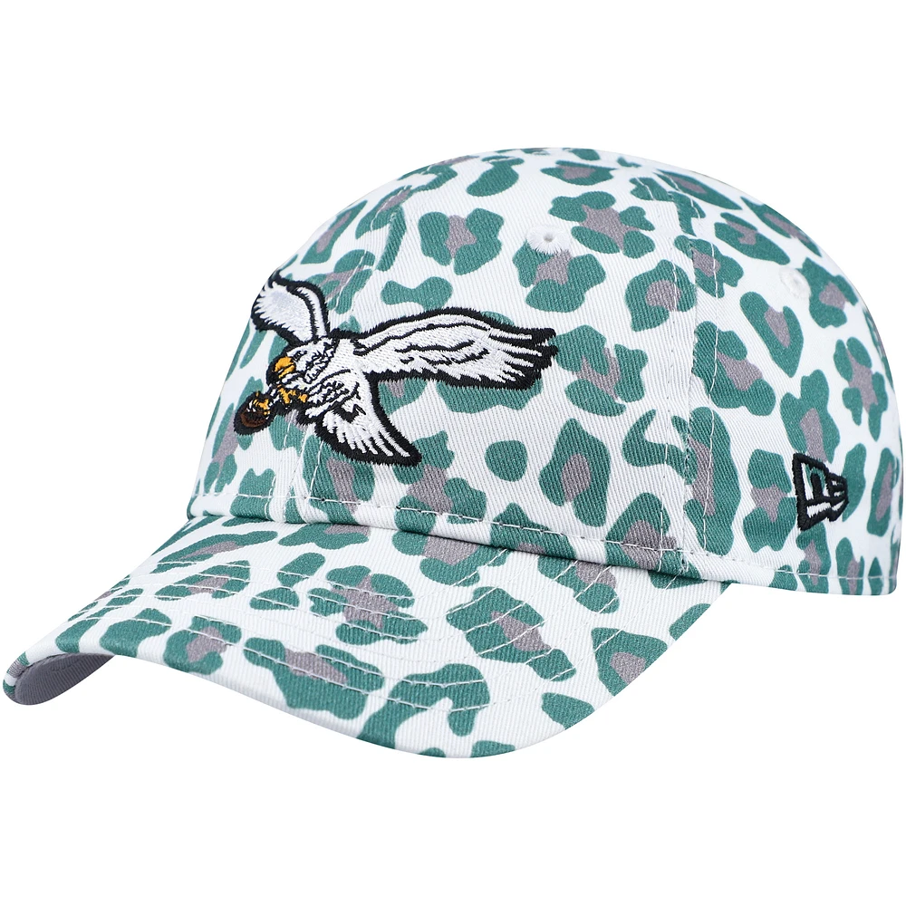 Girls Toddler New Era White Philadelphia Eagles Active Leopard 9TWENTY Adjustable Hat