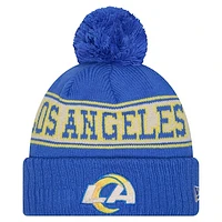 Youth New Era Royal Los Angeles Rams Retro Cuffed Knit Hat with Pom