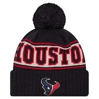 Youth New Era Navy Houston Texans Retro Cuffed Knit Hat with Pom