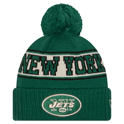 Youth New Era Kelly Green New York Jets Retro Cuffed Knit Hat with Pom