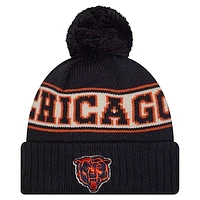 Youth New Era Navy Chicago Bears Retro Cuffed Knit Hat with Pom