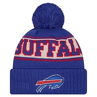 Youth New Era Royal Buffalo Bills Retro Cuffed Knit Hat with Pom