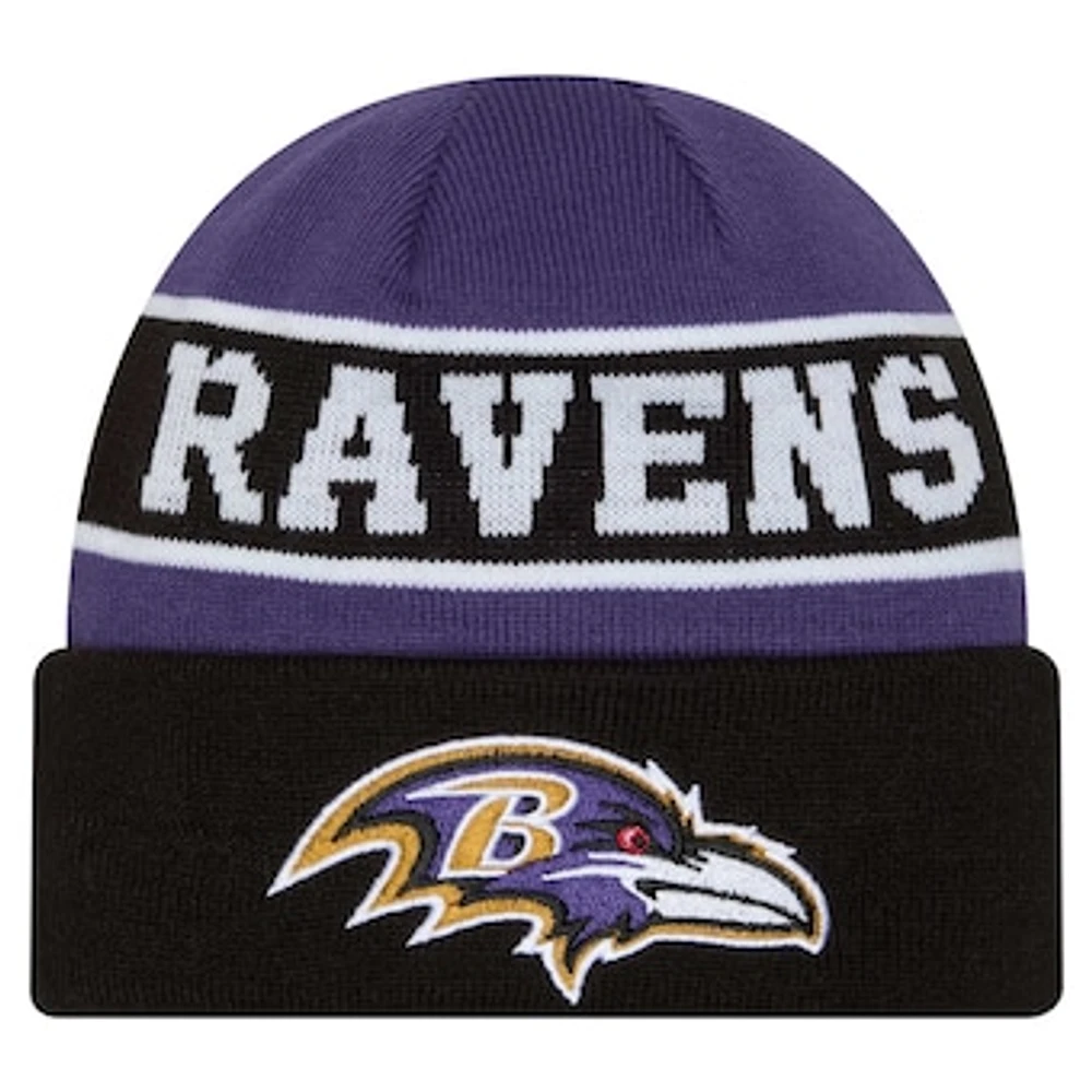 Youth New Era Black Baltimore Ravens Active Reversible Cuffed Knit Hat