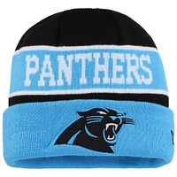 Youth New Era Black/Blue Carolina Panthers Active Reversible Cuffed Knit Hat