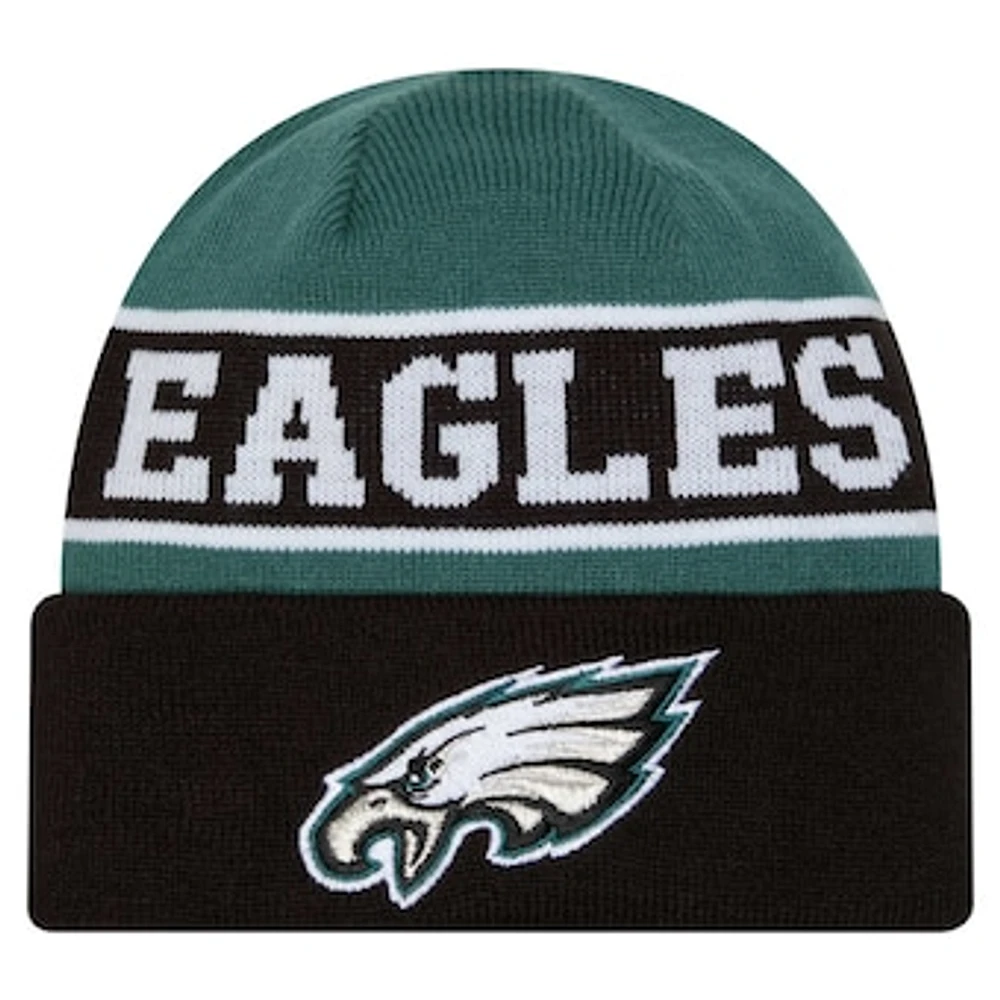 Youth New Era Black Philadelphia Eagles Active Reversible Cuffed Knit Hat